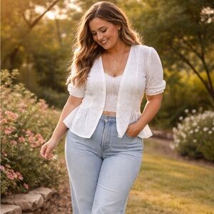 White Eyelet Open Front Cardigan | Cottagecore Boho